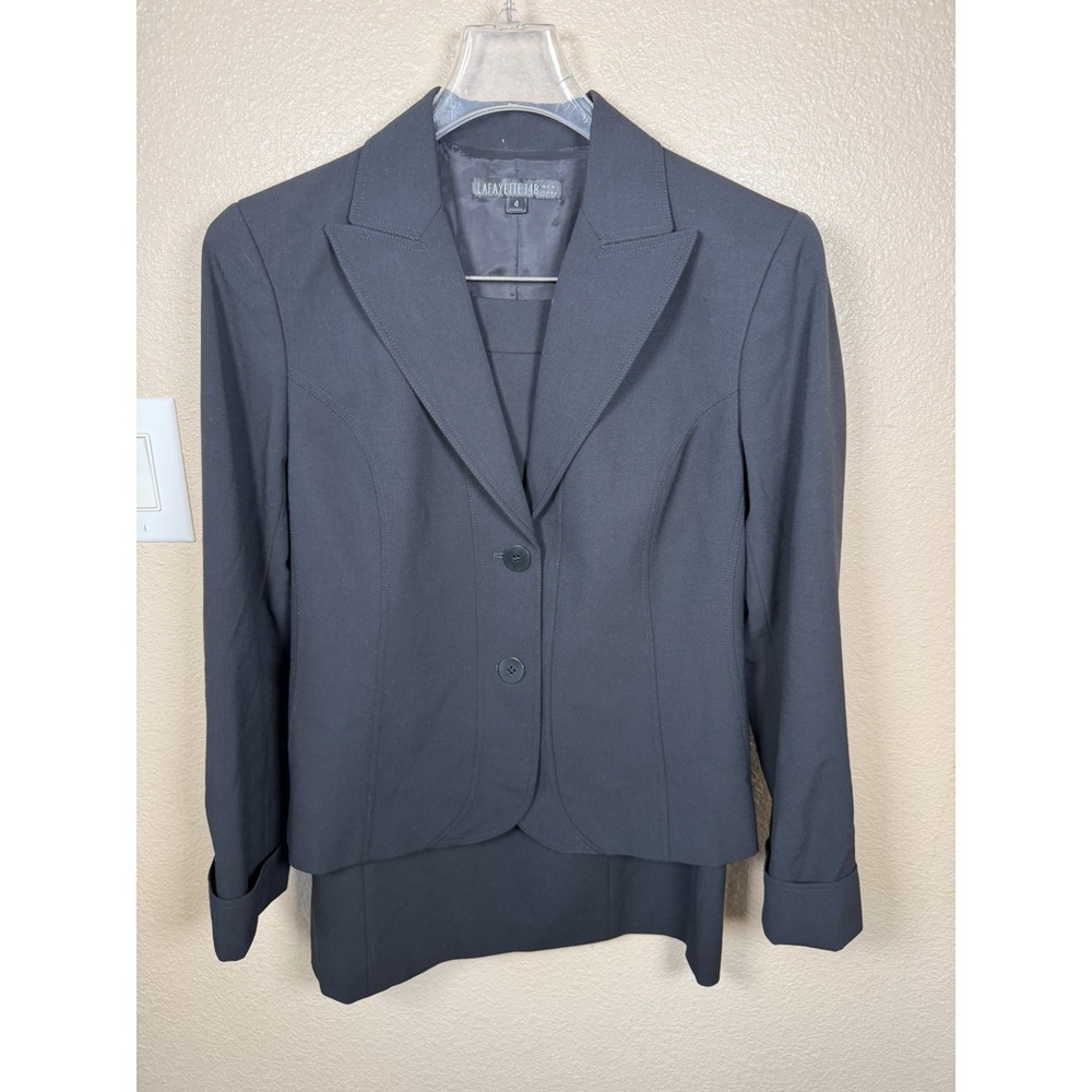 Lafayette 148 NY Women's Black 2 Piece Career Suit Blazer‎ Pencil Skirt 4